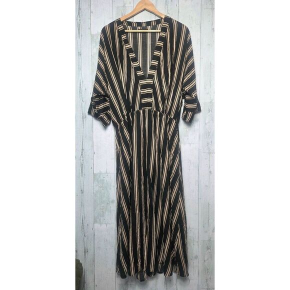 Uma and Leopold Anita Striped Midi Kaftan Dress Sz. XL - Picture 3 of 10